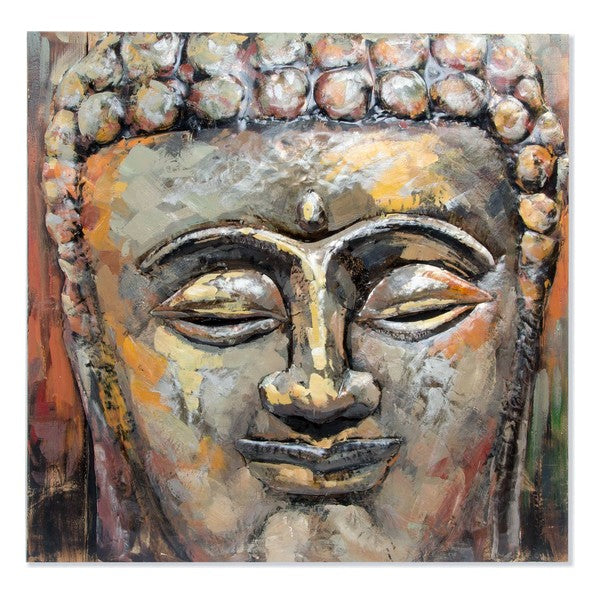 DKD Home Decor Picture Buda Wood Oriental Metal Buda (80 x 80 x 7 cm)