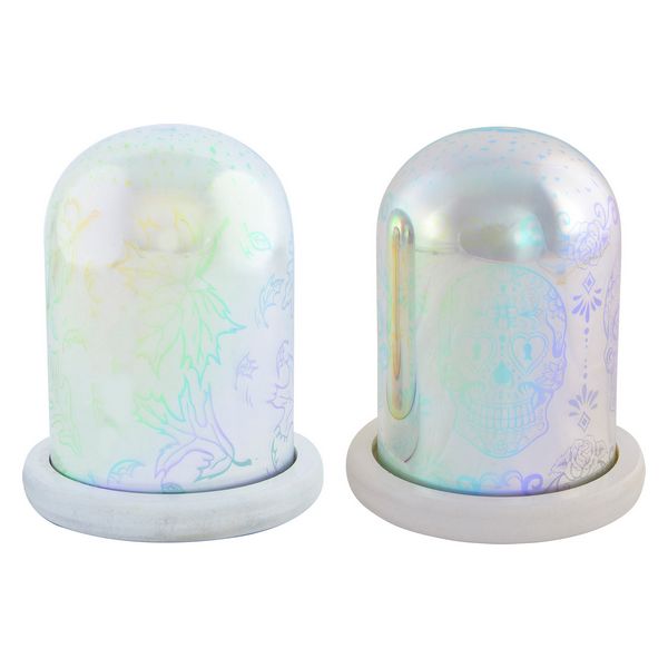 DKD Home Decor Lampe Teschio Natura LED Light (2 PCs) (11 x 14 cm)