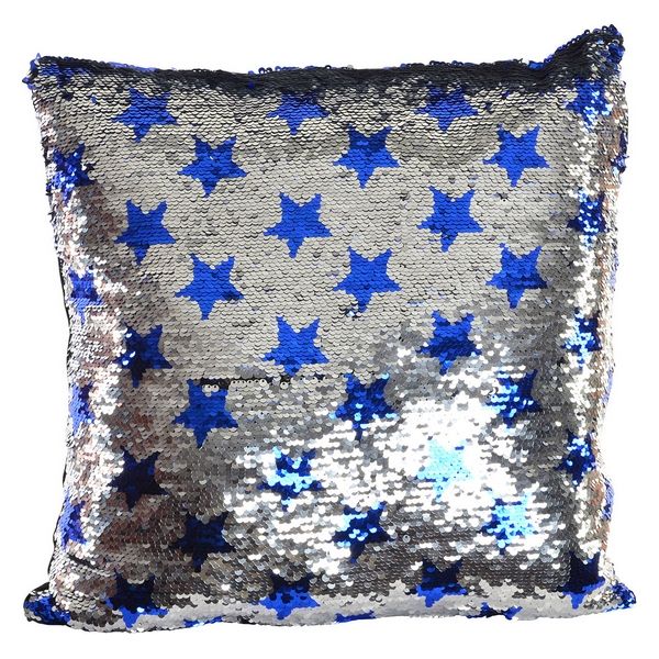 Cuscino DKD Home Decor Azzurro Paillettes Velluto Argentato (40 x 40 cm) - zannishop