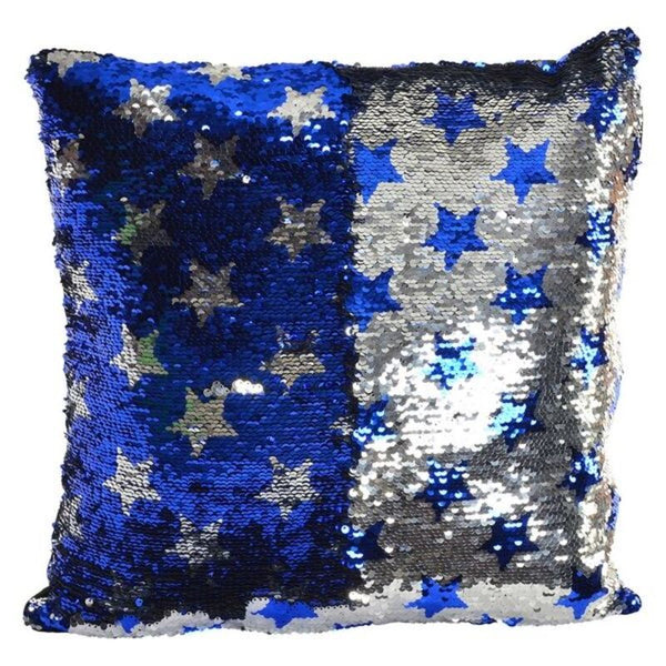 Cuscino DKD Home Decor Azzurro Paillettes Velluto Argentato (40 x 40 cm) - zannishop