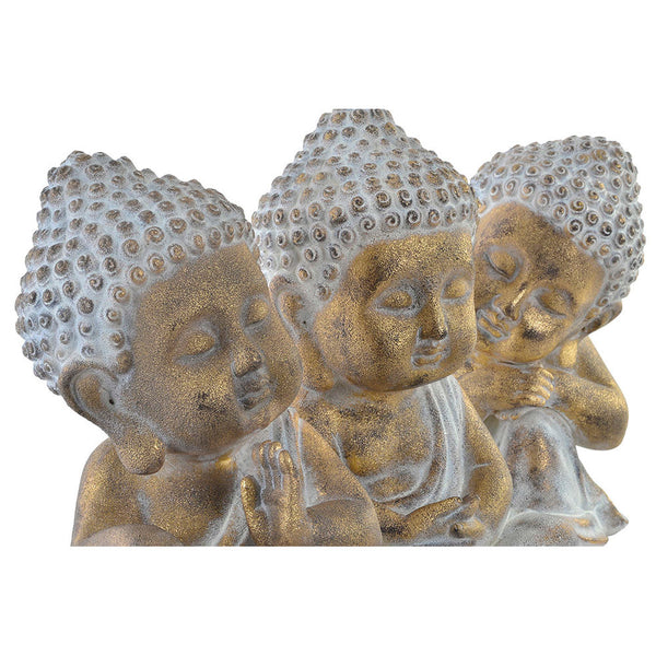 Statua Decorativa DKD Home Decor Dorato Buda Bianco Resina (21.5 x 21 x 31 cm) (3 pcs) - zannishop