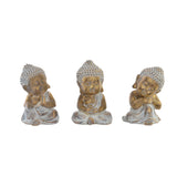 Statua Decorativa DKD Home Decor Dorato Buda Bianco Resina (21.5 x 21 x 31 cm) (3 pcs) - zannishop