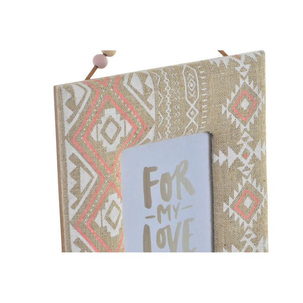 DKD Home Flugzeug Rahmen Dekor Holz Stoff Boho (17 x 1,5 x 54 cm)