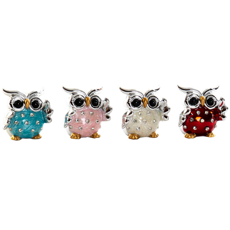 Dekorative Statue DKD Home Decor Owl Acrylharz (4,5 x 4 x 4,5 cm) (4 PCs)