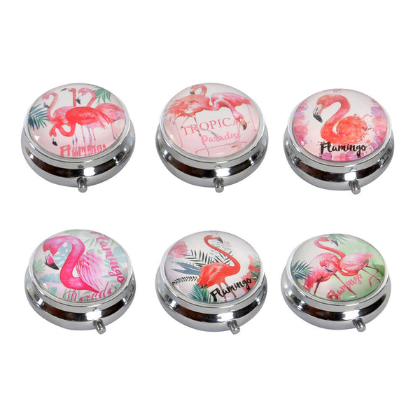 Pillendose mit Fächern DKD Home Decor Flamenco Tropical (6 pcs)