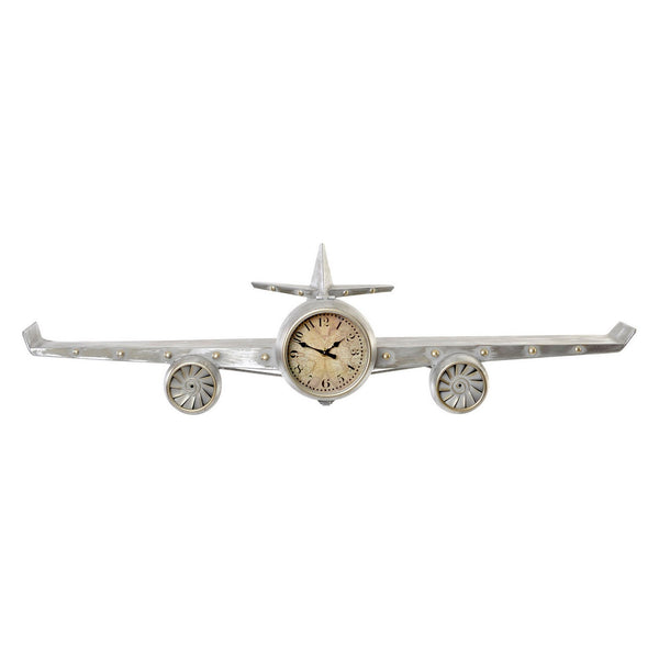 Reloj de pared DKD Decoración del hogar Avion Metal Wood MDF (101 x 22 x 26 cm)