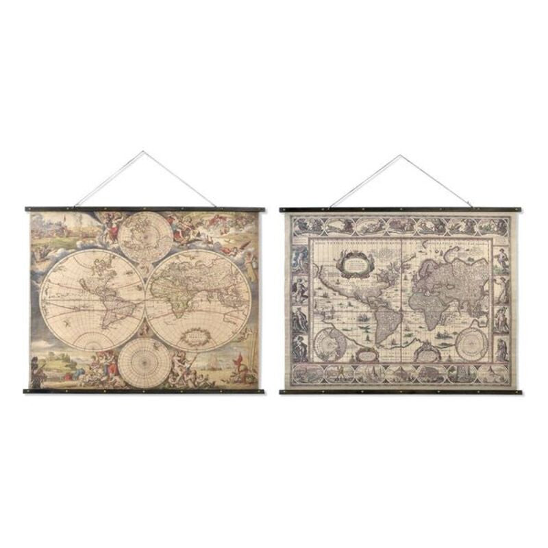 DKD Home Decor Canva Mappamondo (155 x 2 x 122 cm) (2 PCs)