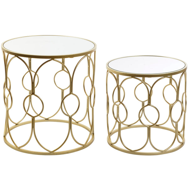 Zusätzlicher Tisch DKD Home Decor Golden Metal Spiegel (48,5 x 48,5 x 51 cm) (2 PCs) (42 x 42 x 42 cm)