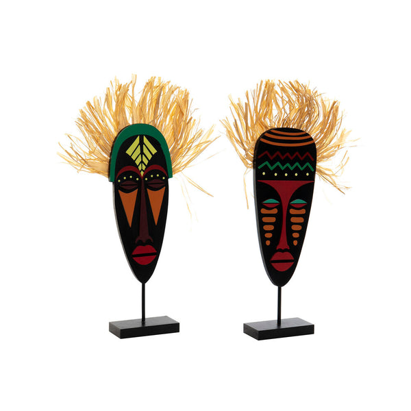 Statua Decorativa DKD Home Decor Fibra Maschera Legno MDF (2 pcs) (20 x 5 x 40 cm) - zannishop