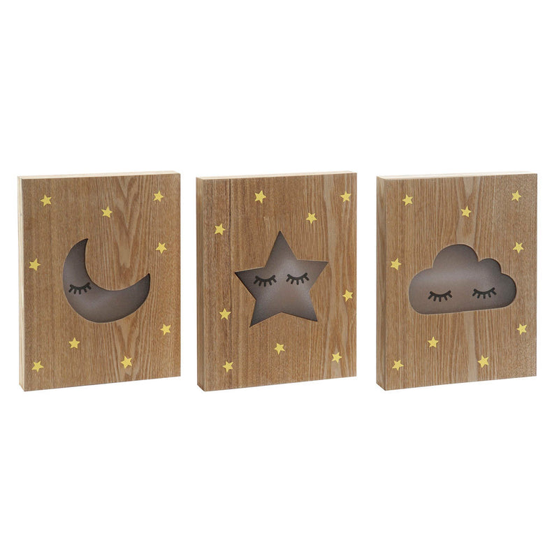 Lampada LED DKD Home Decor Notte Legno MDF (3 pcs) (20 x 3.5 x 26 cm) - zannishop