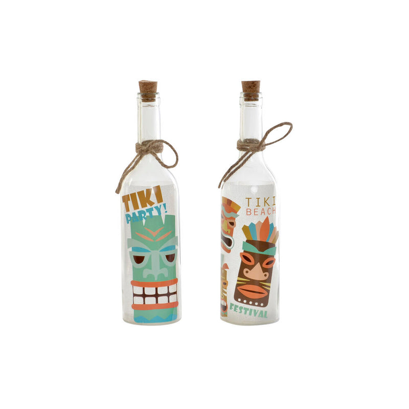 Botella LED DKD Decoración del hogar Tiki Cordete (2 PC) (7.5 x 7.5 x 29 cm)