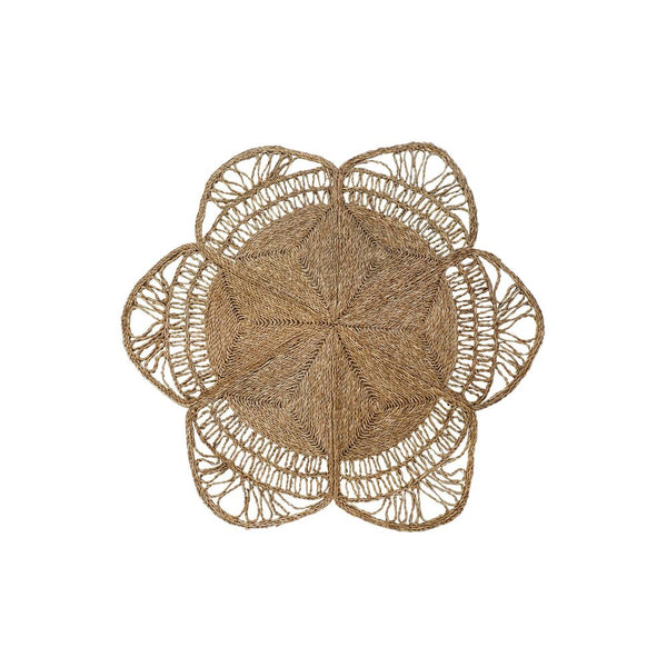 Tappeto DKD Home Decor Fiore Fibra Bali Erba di mare (150 x 150 x 1 cm)