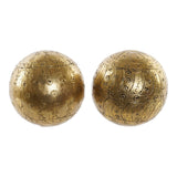 Statua Decorativa DKD Home Decor Dorato Sfera Legno di mango (14 x 14 x 14 cm) (2 Pezzi) - zannishop