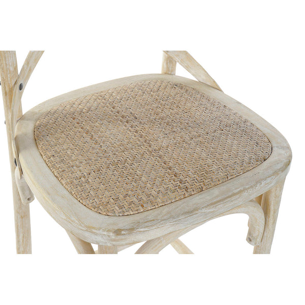 Sgabello DKD Home Decor Bianco Rattan Legno di olmo (48 x 55 x 116 cm)