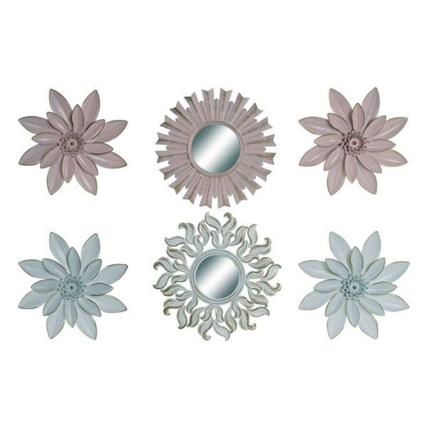 Decorazione da Parete DKD Home Decor Vetro Polipropilene (PP) Floral (3 pcs) - zannishop