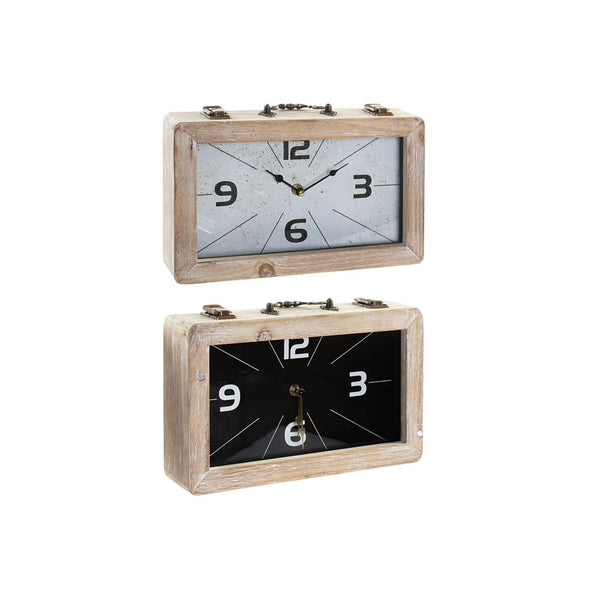 DKD Home Table Watch Decor Black Metal White Wood MDF (30 x 6 x 20 cm) (2 pc)