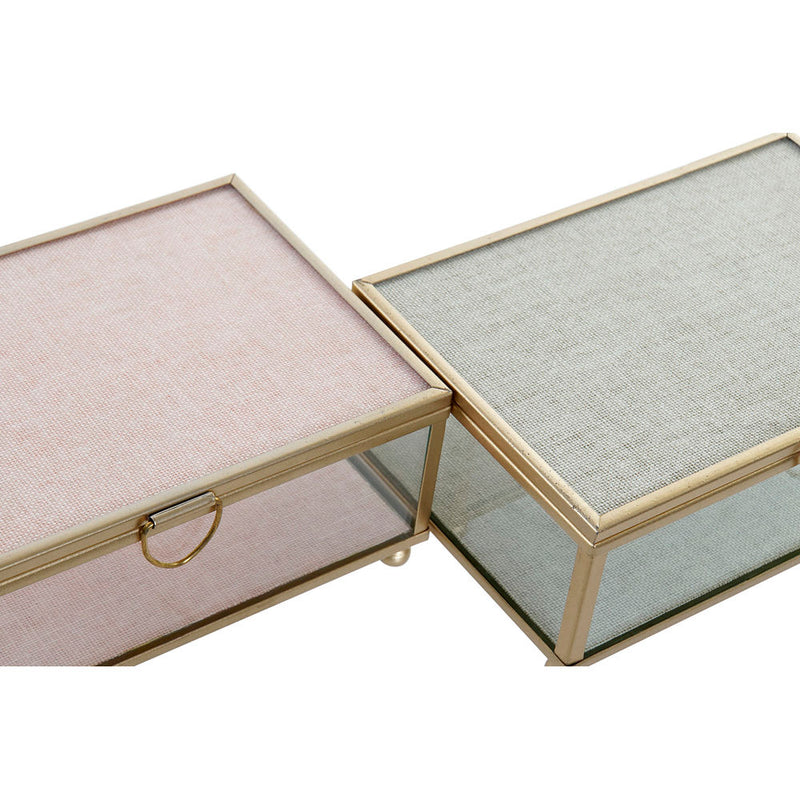 Box-Schmuckkästchen DKD Home Decor Kristall Eisen (15 x 10 x 6 cm) (2 pcs)