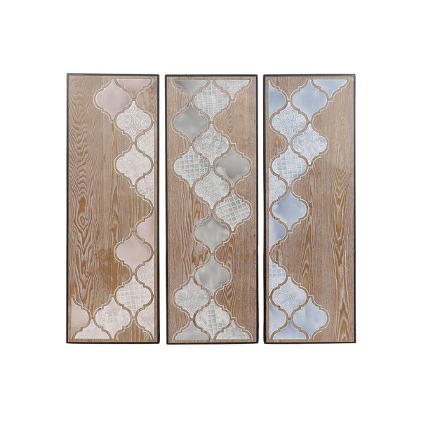 Quadro DKD Home Decor Metallo Legno MDF Etnico (3 pcs) (40 x 3 x 120 cm) - zannishop