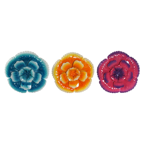 Decorazione da Parete DKD Home Decor Fiore Metallo (3 pcs) (16 x 2 x 16 cm) - zannishop