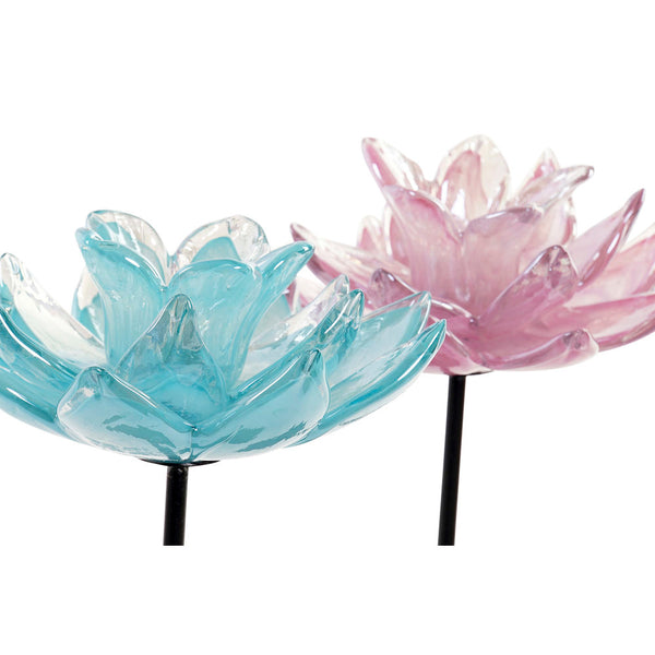 Portacandele DKD Home Decor Vetro Fiore (16 x 16 x 29 cm) (2 pcs) - zannishop