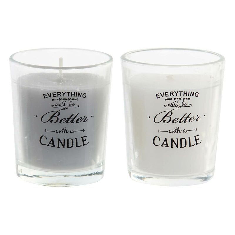 Set di Candele DKD Home Decor Frasi originali Cristallo Grigio Rosa Bianco Cera (11 x 5,5 x 6,5 cm) (2 Unità)