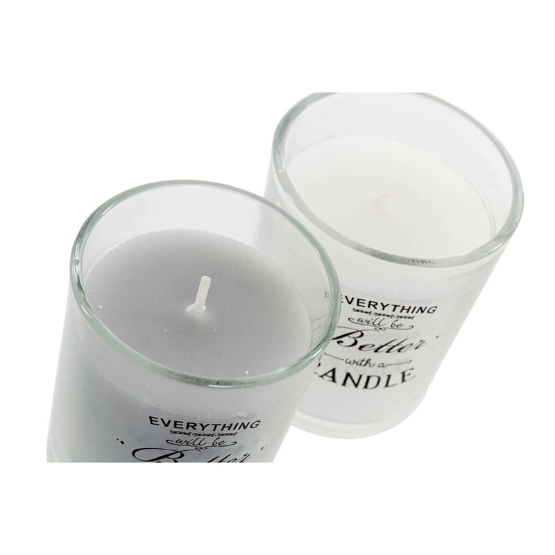 Set di Candele DKD Home Decor Frasi originali Cristallo Grigio Rosa Bianco Cera (11 x 5,5 x 6,5 cm) (2 Unità)