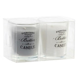 Set di Candele DKD Home Decor Frasi originali Cristallo Grigio Rosa Bianco Cera (11 x 5,5 x 6,5 cm) (2 Unità)