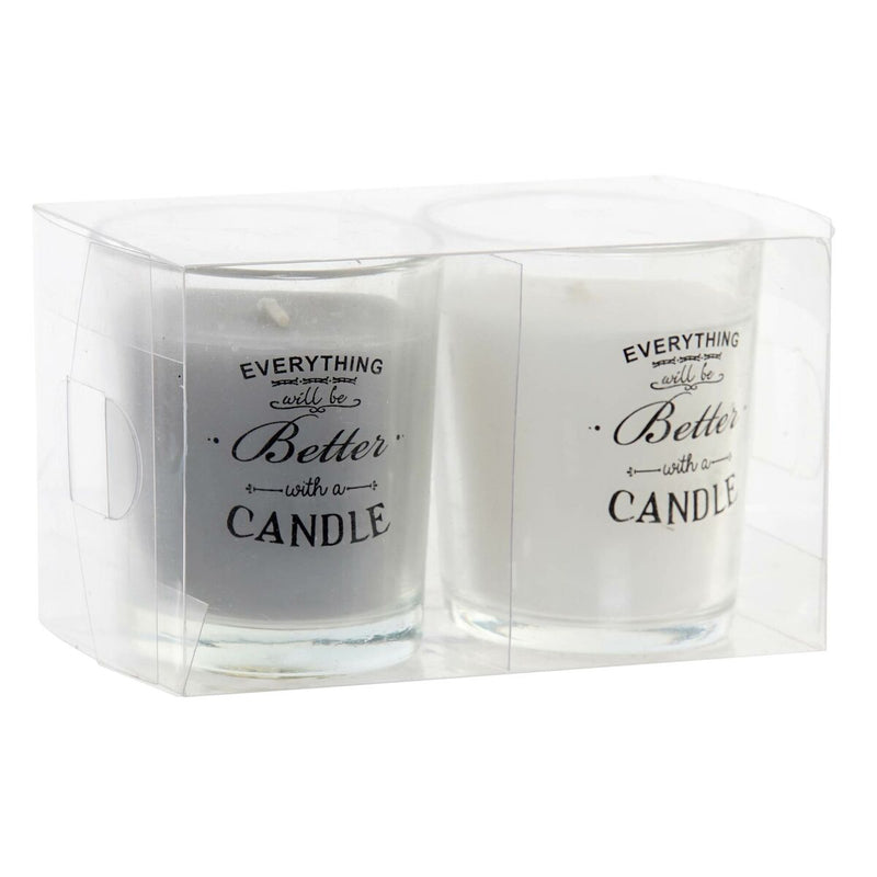 Set di Candele DKD Home Decor Frasi originali Cristallo Grigio Rosa Bianco Cera (11 x 5,5 x 6,5 cm) (2 Unità)