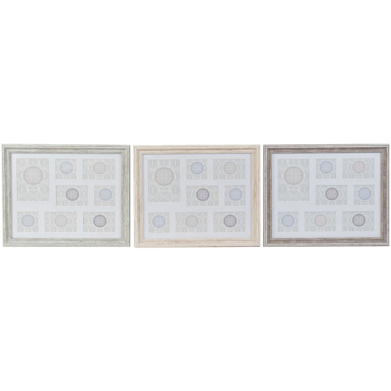 DKD Home Ebene Rahmendekoration traditionelles Polystyrolglas (3 Stcs) (56 x 2 x 46 cm)