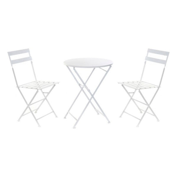 Tableau avec 2 chaises de décoration de maison DKD Métal blanc (3 pcs)