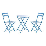 Table avec 2 chaises domestiques DKD décor du métal bleu (3 pcs)