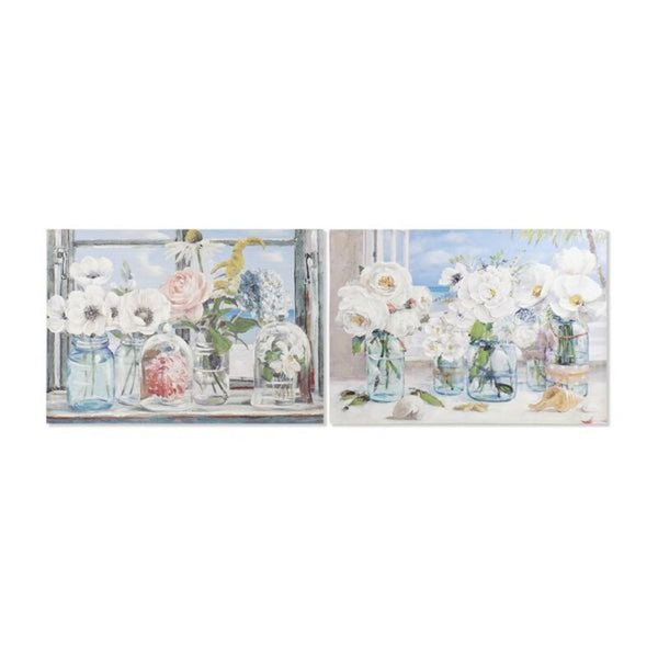 Quadro DKD Home Decor Fiori Legno (2 pcs) (100 x 3 x 70 cm)