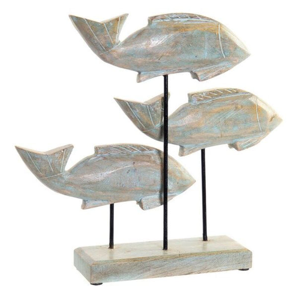 Statua Decorativa DKD Home Decor Metallo Legno di mango Pesce (32 x 7 x 30 cm) - zannishop