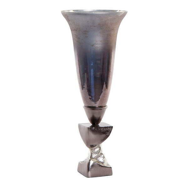 DKD Home Vase Decor Aluminium Silver Glass (19,5 x 19,5 x 49 cm)