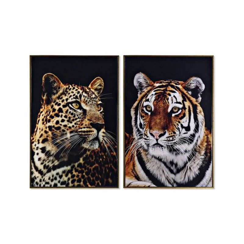 Quadro DKD Home Decor Leopardo Tigru Laccato (2 pcs) (62 x 2 x 92 cm)