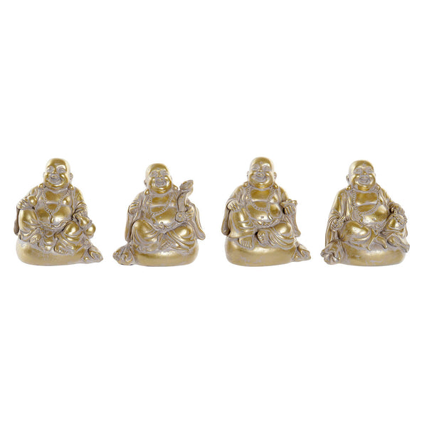 Statua Decorativa DKD Home Decor Dorato Buda Resina (11 x 9 x 12 cm) (4 pcs) - zannishop