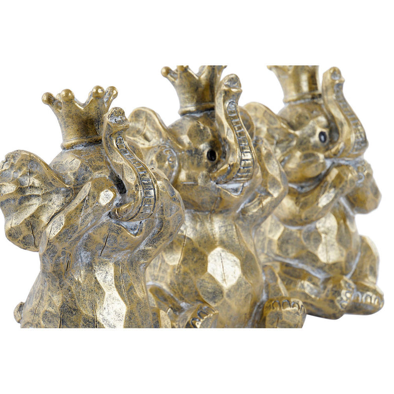 Statua Decorativa DKD Home Decor Elefant Dorato Resina (13.5 x 11.5 x 21 cm) (3 pcs) - zannishop