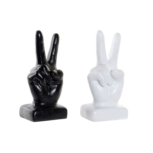 Statua Decorativa DKD Home Decor Nero Bianco Resina (13 x 12 x 29 cm) (2 pcs) - zannishop