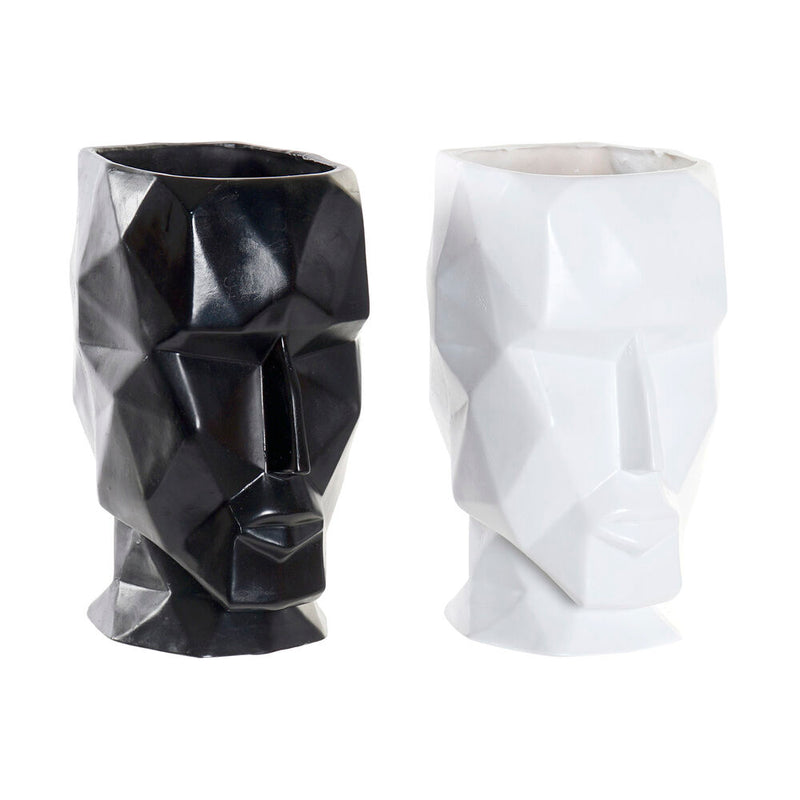 Vaso DKD Home Decor Nero Bianco Resina (21 x 16.5 x 29 cm) (2 pcs)