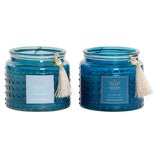 Candela DKD Home Decor Cristallo Celeste Blu Marino Frange (10 x 10 x 8.5 cm) (2 Unità)