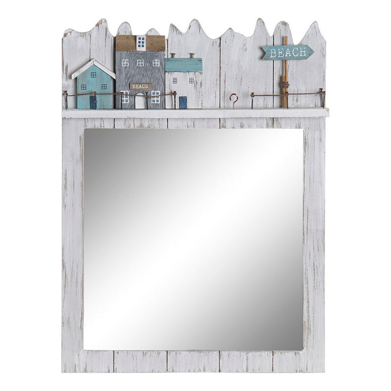 Specchio da parete DKD Home Decor Beach Azzurro Bianco Legno MDF (30 x 4 x 40 cm) - zannishop