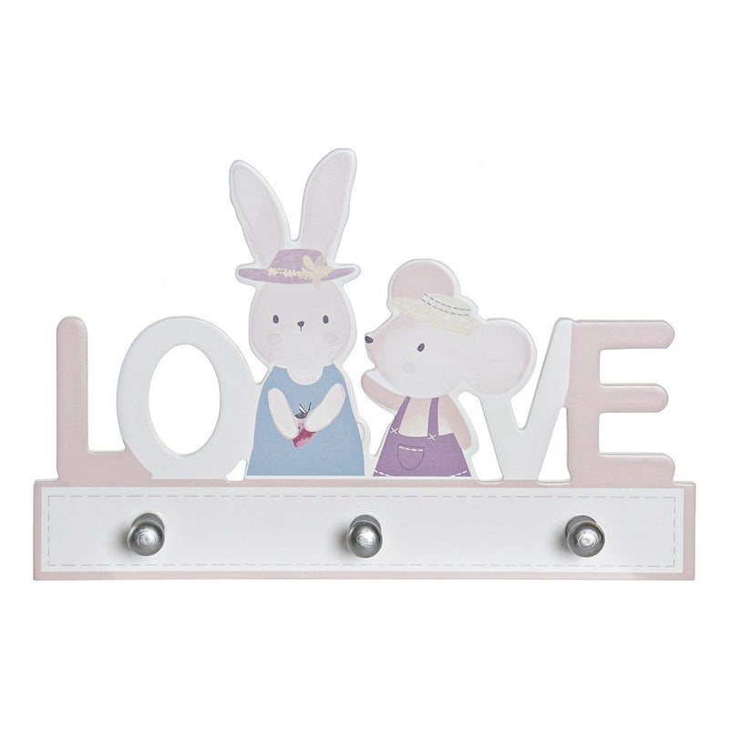 Appendiabiti da parete DKD Home Decor Love Legno MDF Coniglio