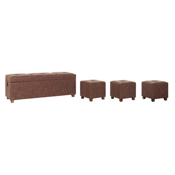 Forziere DKD Home Decor Legno Marrone Lino (121 x 41 x 45.5 cm) (33.5 x 33.5 x 32 cm) (4 pcs)