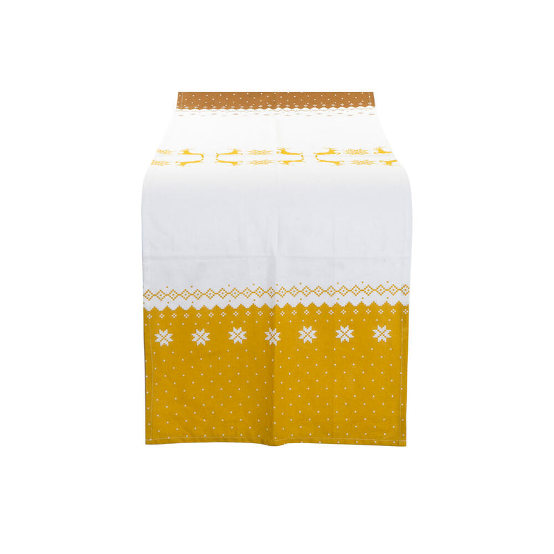 DKD Home Table Runner Decor Christmas Golden Cotton (50 x 50 x 150 cm)