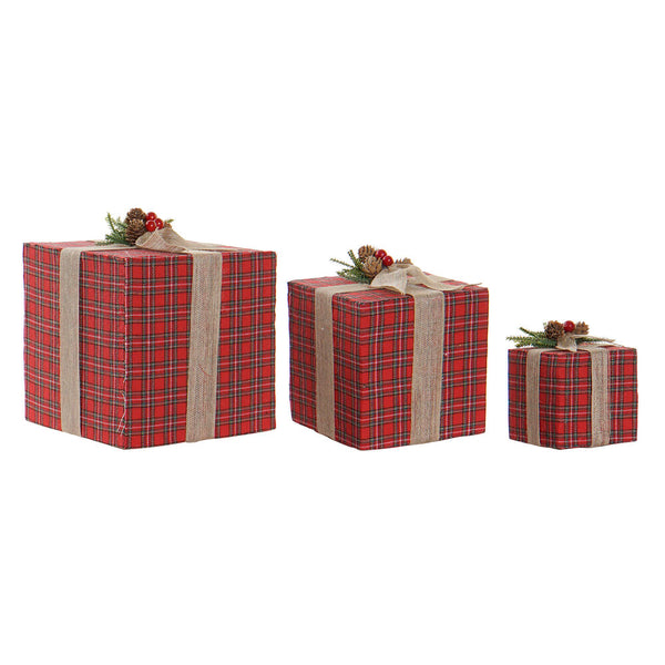 Pacco Regalo DKD Home Decor Natale Poliestere Fiocco (3 pcs) (20 x 20 x 23 cm)