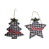 Decorazione pensile DKD Home Decor Natale Bianco Nero Legno (2 pcs) (26 x 0.5 x 26 cm) (23 x 0.5 x 25 cm)