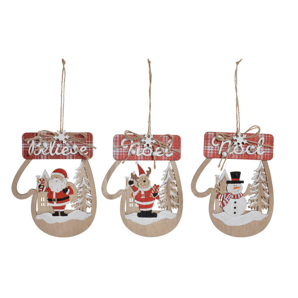 Decorazione pensile DKD Home Decor Natale Legno MDF (3 pcs) (14 x 1.5 x 18 cm)