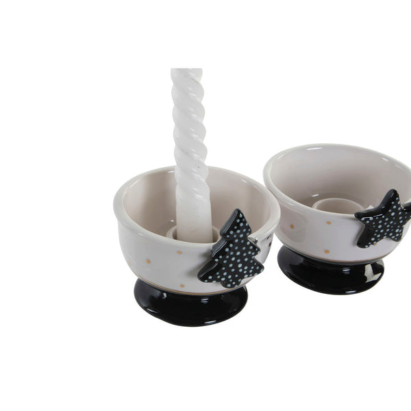 Candelabro DKD Home Decor Bianco Nero (2 pcs) (10 x 9.2 x 8 cm) - zannishop