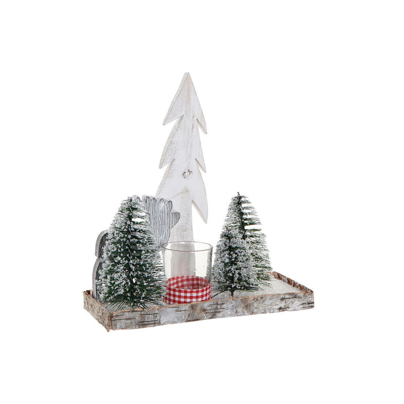 Portacandele DKD Home Decor Legno Vetro Albero (30 x 12 x 32 cm) - zannishop