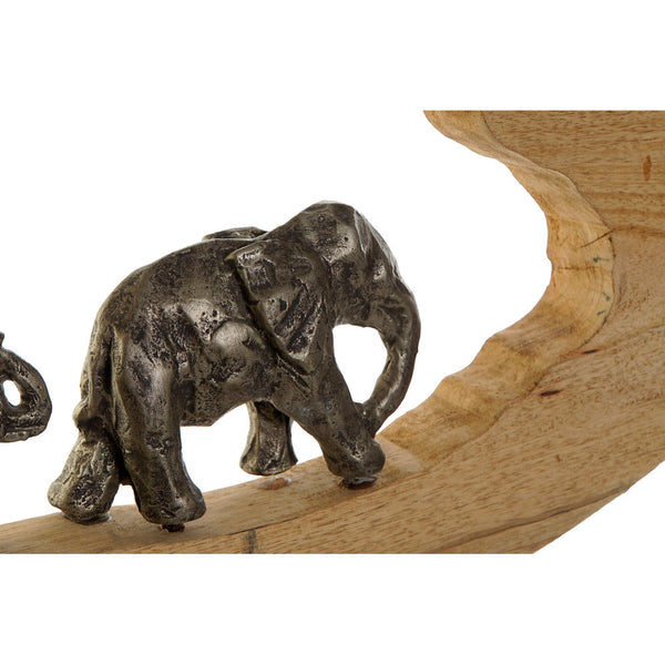 Statua Decorativa DKD Home Decor Elefant Natural Alluminio Legno di mango (68 x 9 x 33 cm) - zannishop